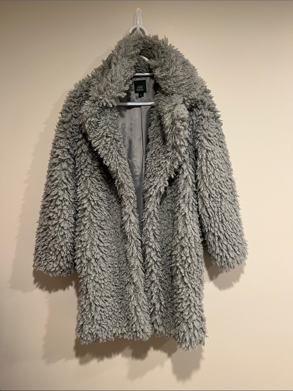 wild fable Plush Teddy Coat in Light Gray